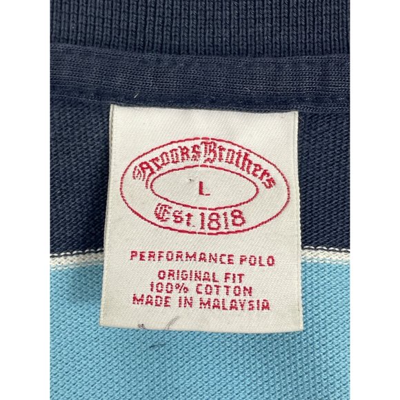 Brooks Brothers Navy Blue Striped Polo Short Sleeve sz Large L Mens - Picture 5 of 5